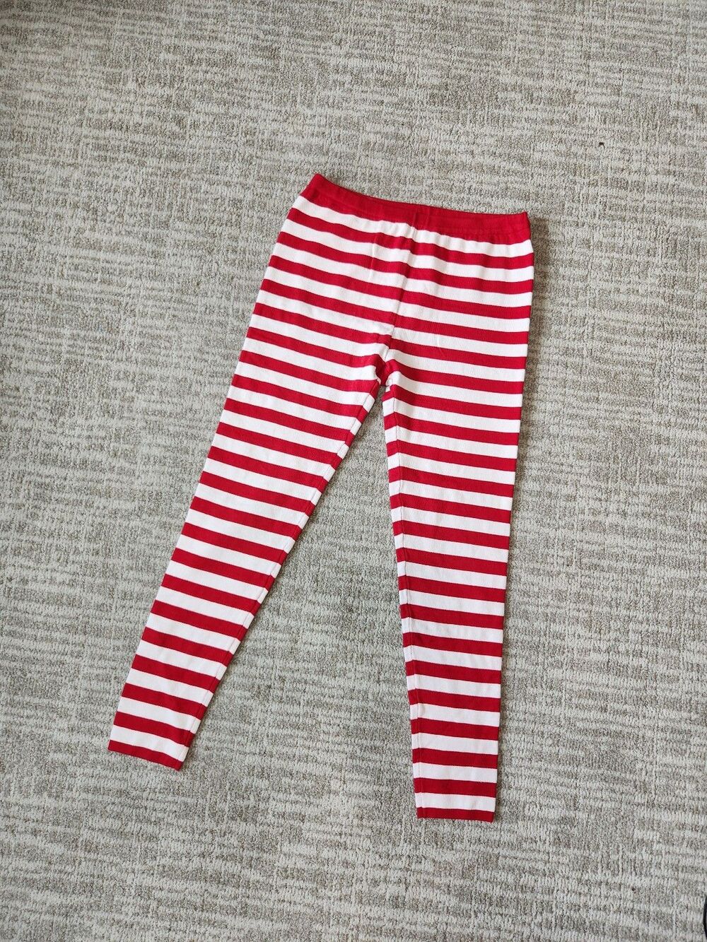 United Sweaters Red White Stripe Holiday Leggings Christmas Elf Mrs Clause Sz L - Picture 1 of 9